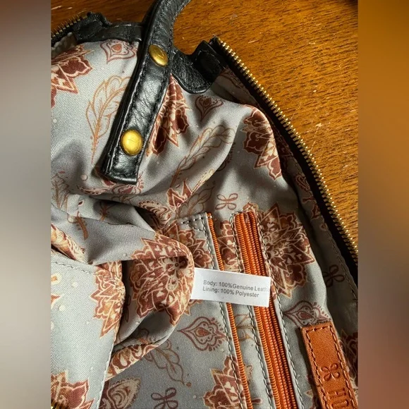 HOBO Black Leather Bag with Patterned Lining - Picture 12 of 12